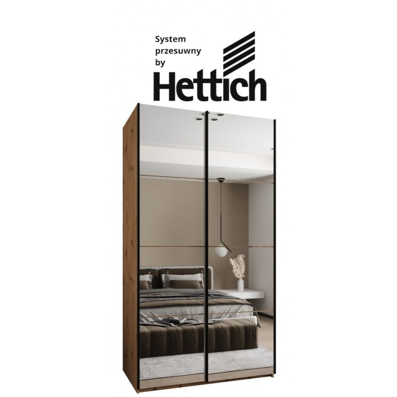 Szafa przesuwna z lustrem wysoka z cichym domykiem, garderoba Lux 2 140 gł. 64 wys. 245,5 szafa na wymiar