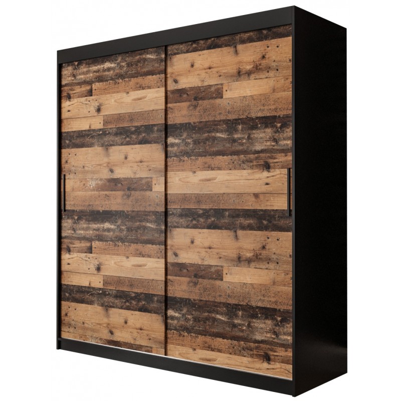 Szafa przesuwna nowoczesna garderoba z półkami Old Style T 180 czarna