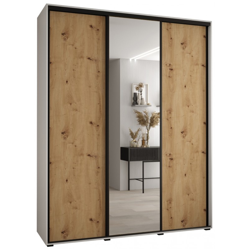 Szafa przesuwna z lustrem na ubrania Cannes 3 190 głębokość 45 cm wysokość 205,2 cm