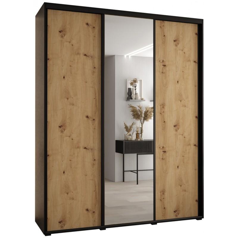 Szafa przesuwna z lustrem i drążkami Cannes 3 190 głębokość 60 cm wysokość 205,2 cm