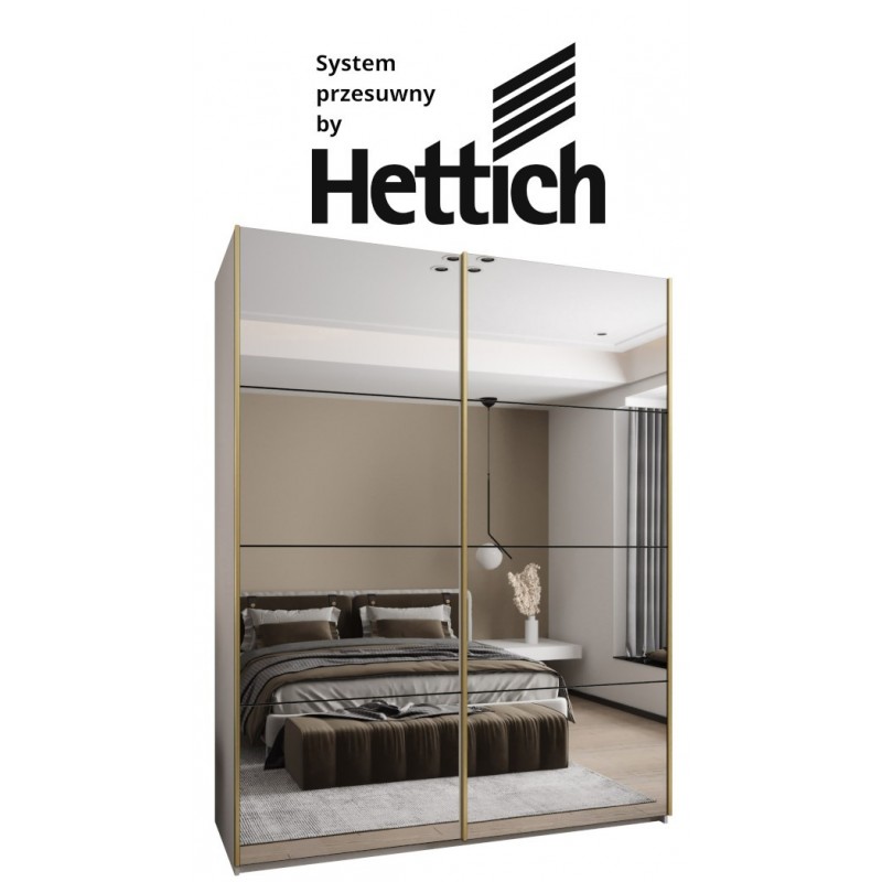 Szafa przesuwna z lustrem wysoka z cichym domykiem, garderoba Lux 2 200 gł. 64 wys. 245,5 szafa na wymiar