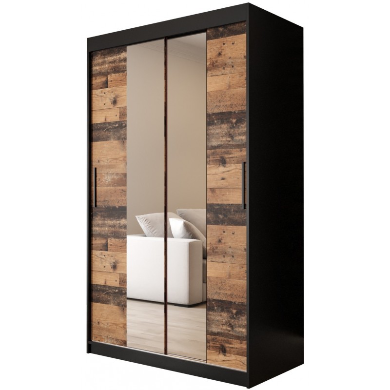 Szafa przesuwna nowoczesna z lustrem ubraniowa Old Style T1 120 czarna