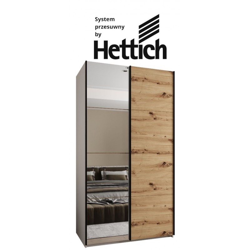 Szafa przesuwna z lustrem wysoka z cichym domykiem, garderoba Lux 3 130 gł. 64 wys. 245,5 szafa na wymiar