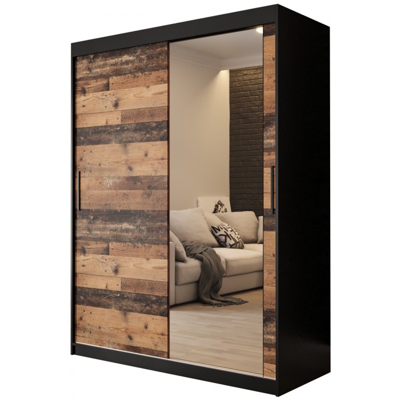 Szafa przesuwna garderoba z lustrem Old Style T2 150 Tanie Szafy czarna