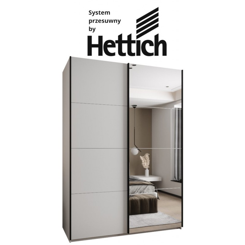 Szafa przesuwna z lustrem wysoka z cichym domykiem, garderoba Lux 3 170 gł. 64 wys. 245,5 szafa na wymiar