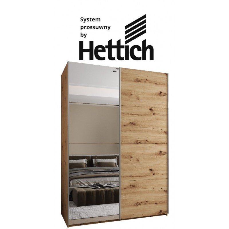 Szafa przesuwna z lustrem wysoka z cichym domykiem, garderoba Lux 3 180 gł. 64 wys. 245,5 szafa na wymiar