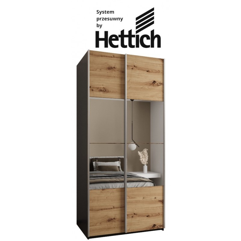 Szafa przesuwna z lustrem wysoka z cichym domykiem, garderoba Lux 4 110 gł. 64 wys. 245,5 szafa na wymiar