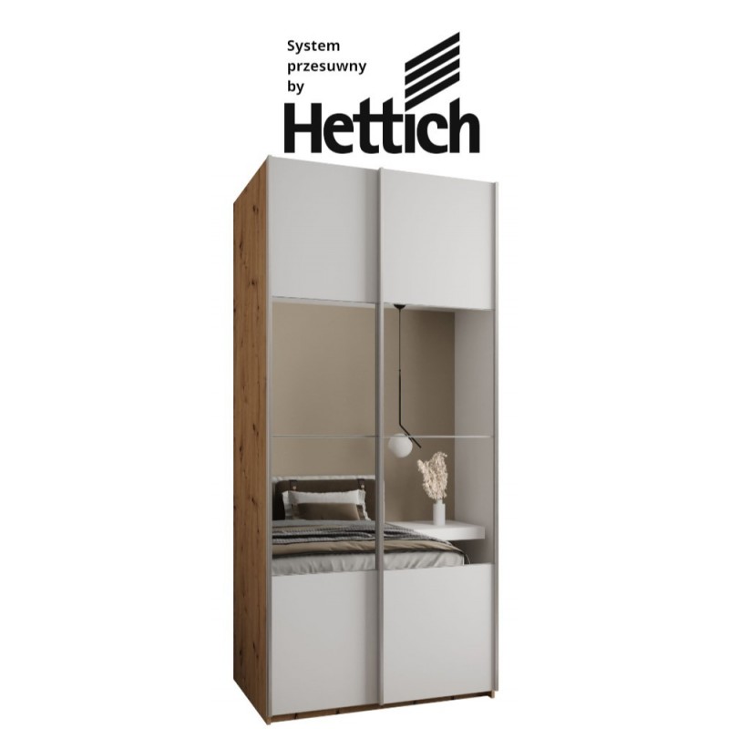 Szafa przesuwna z lustrem wysoka z cichym domykiem, garderoba Lux 4 120 gł. 64 wys. 245,5 szafa na wymiar