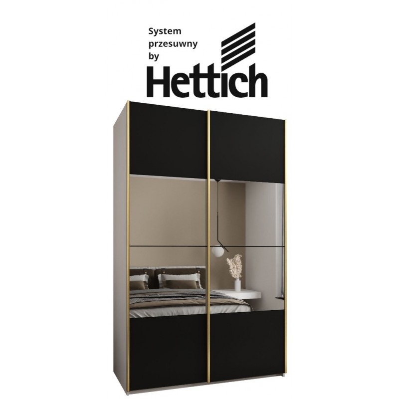 Szafa przesuwna z lustrem wysoka z cichym domykiem, garderoba Lux 4 150 gł. 64 wys. 245,5 szafa na wymiar