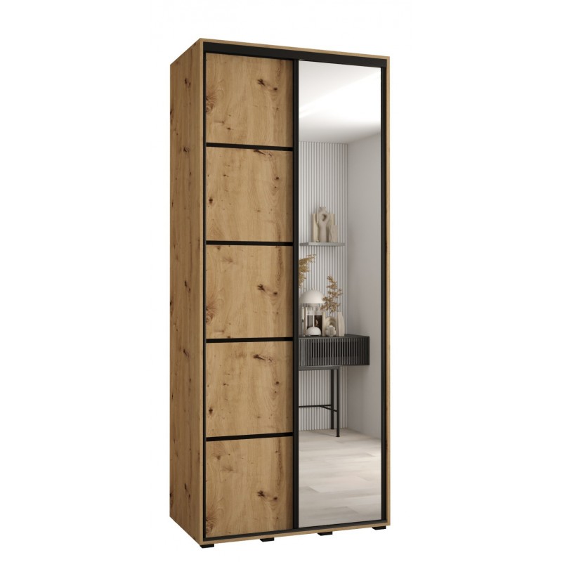 Szafa przesuwna z lustrem i półkami Cannes 5 100 głębokość 60 cm wysokość 205,2 cm