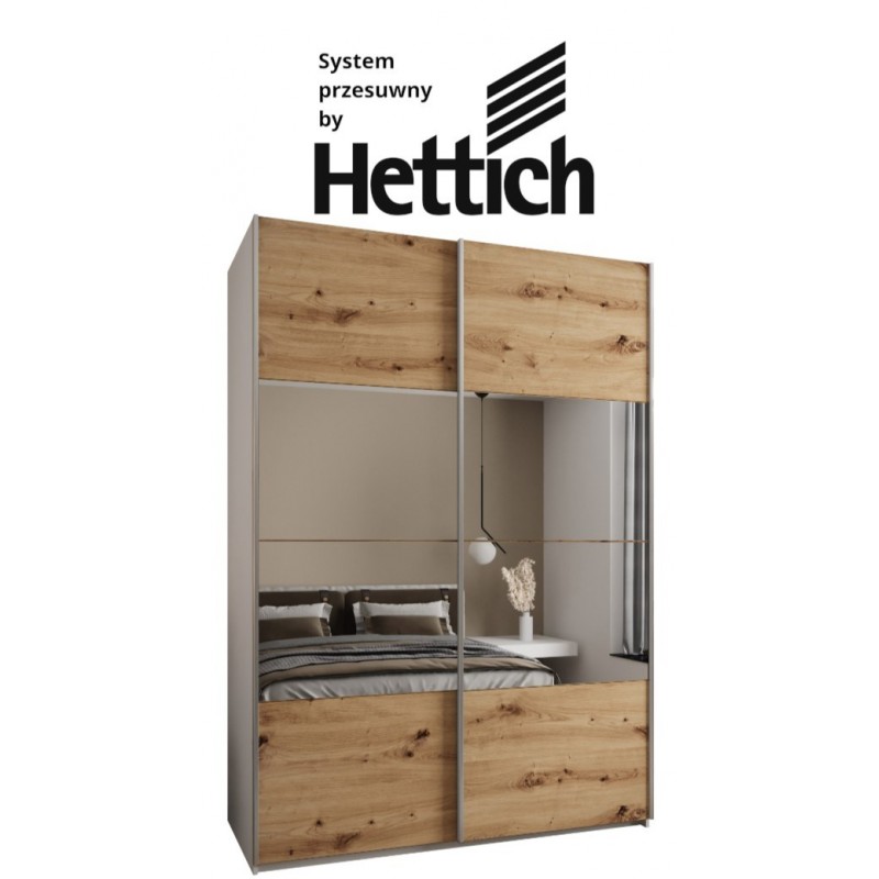 Szafa przesuwna z lustrem wysoka z cichym domykiem, garderoba Lux 4 170 gł. 64 wys. 245,5 szafa na wymiar