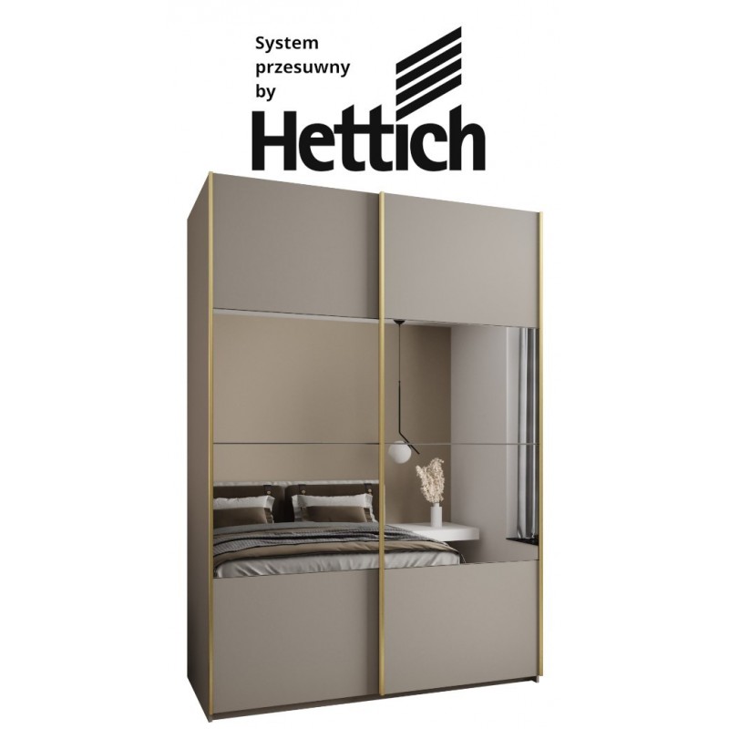 Szafa przesuwna z lustrem wysoka z cichym domykiem, garderoba Lux 4 180 gł. 64 wys. 245,5 szafa na wymiar