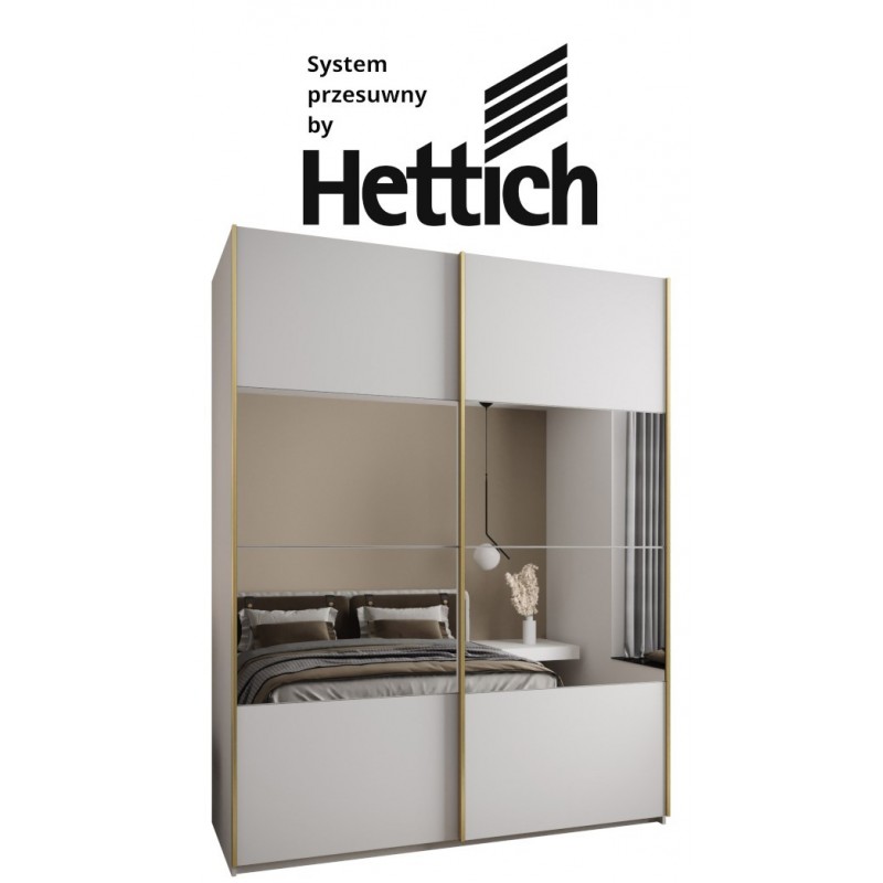 Szafa przesuwna z lustrem wysoka z cichym domykiem, garderoba Lux 4 190 gł. 64 wys. 245,5 szafa na wymiar