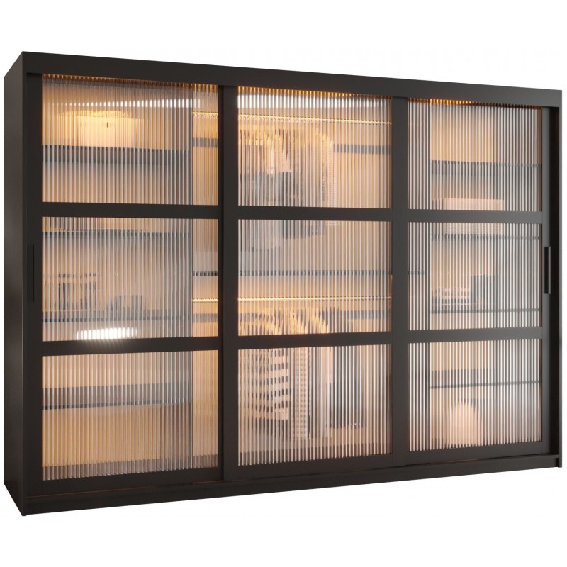 Szafa przesuwna garderoba do przedpokoju FLUTES 250 czarna biała