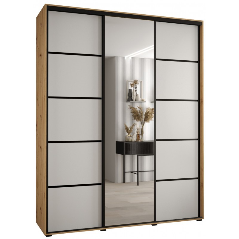 Szafa przesuwna z lustrem pokojowa Cannes 5 200 głębokość 45 cm wysokość 205,2 cm