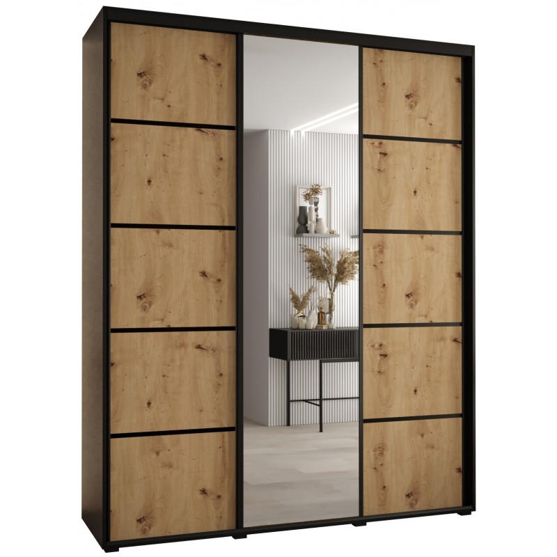 Szafa przesuwna z lustrem pojemna Cannes 5 200 głębokość 60 cm wysokość 205,2 cm