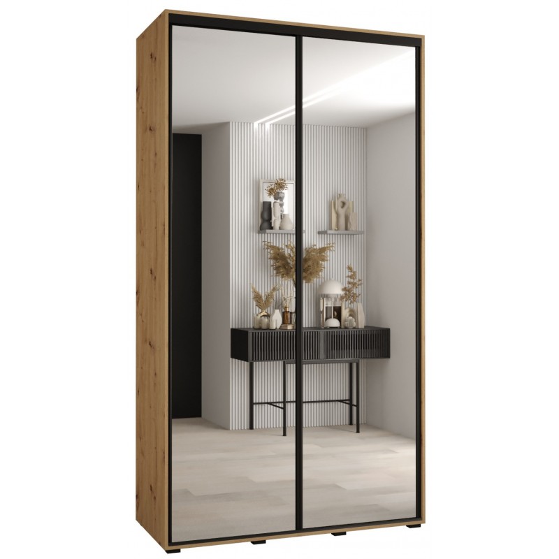 Szafa przesuwna z lustrem i drążkiem wysuwanym Cannes 2 130 głębokość 45 cm wysokość 205,2 cm