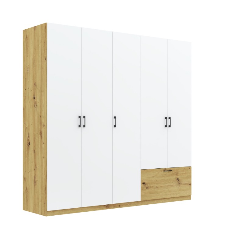 Szafa ubraniowa uchylna pięciodrzwiowa z półkami IVO 5D1S głębokość 54 cm wysokość 209,5 cm