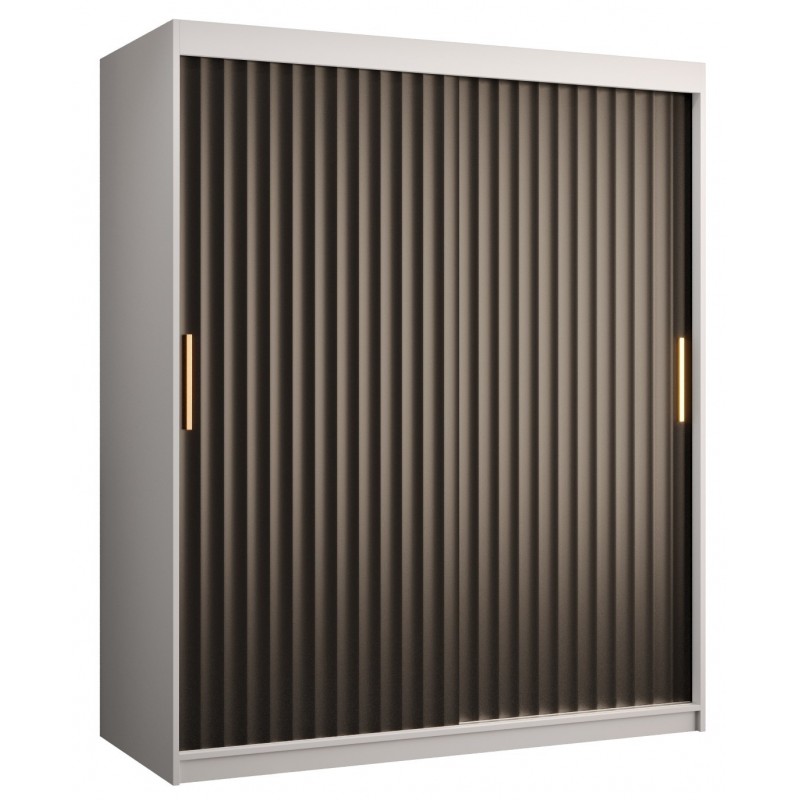 Szafa przesuwna garderoba frezowana ryflowana z półkami Riflo Wave 1 150 czarna biała