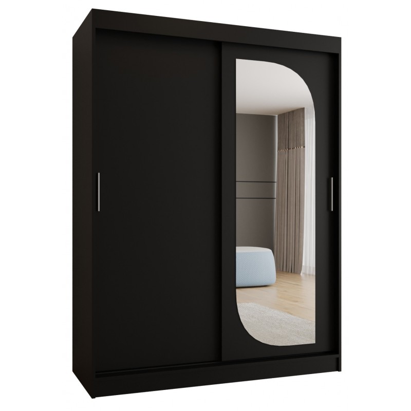 Szafa przesuwna garderoba z lustrem i półkami LUCY 150 artisan, biały, czarny, kaszmir, sonoma