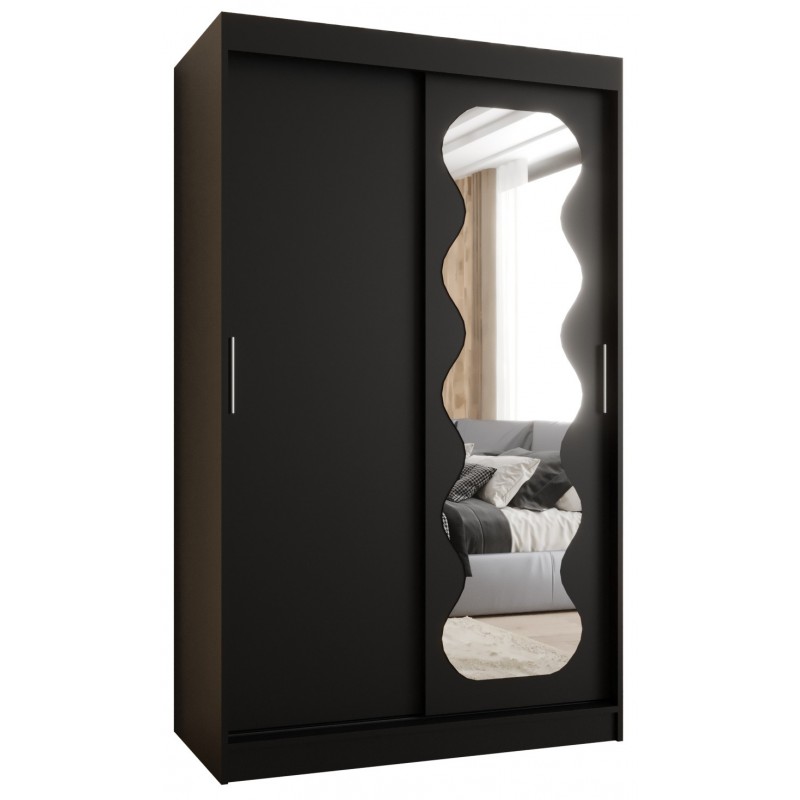 Szafa przesuwna garderoba z lustrem do salonu SPOTI 120 artisan, biały, czarny, kaszmir, sonoma