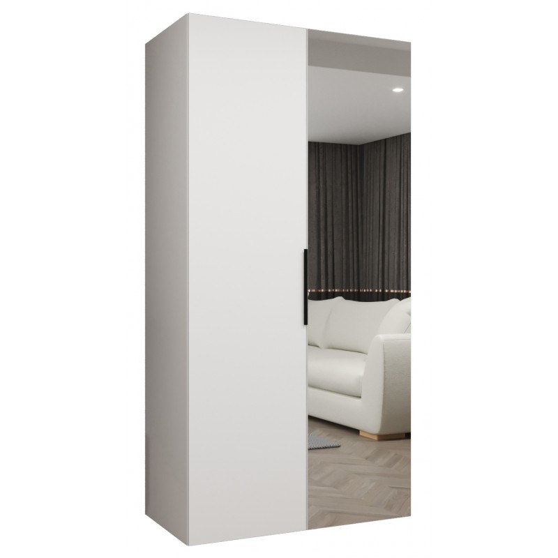 Szafa uchylna z lustrem garderoba z cichym domykiem ubraniowa z półkami MARBELLA 2 100 głębokość 52 cm wysokość 202 cm