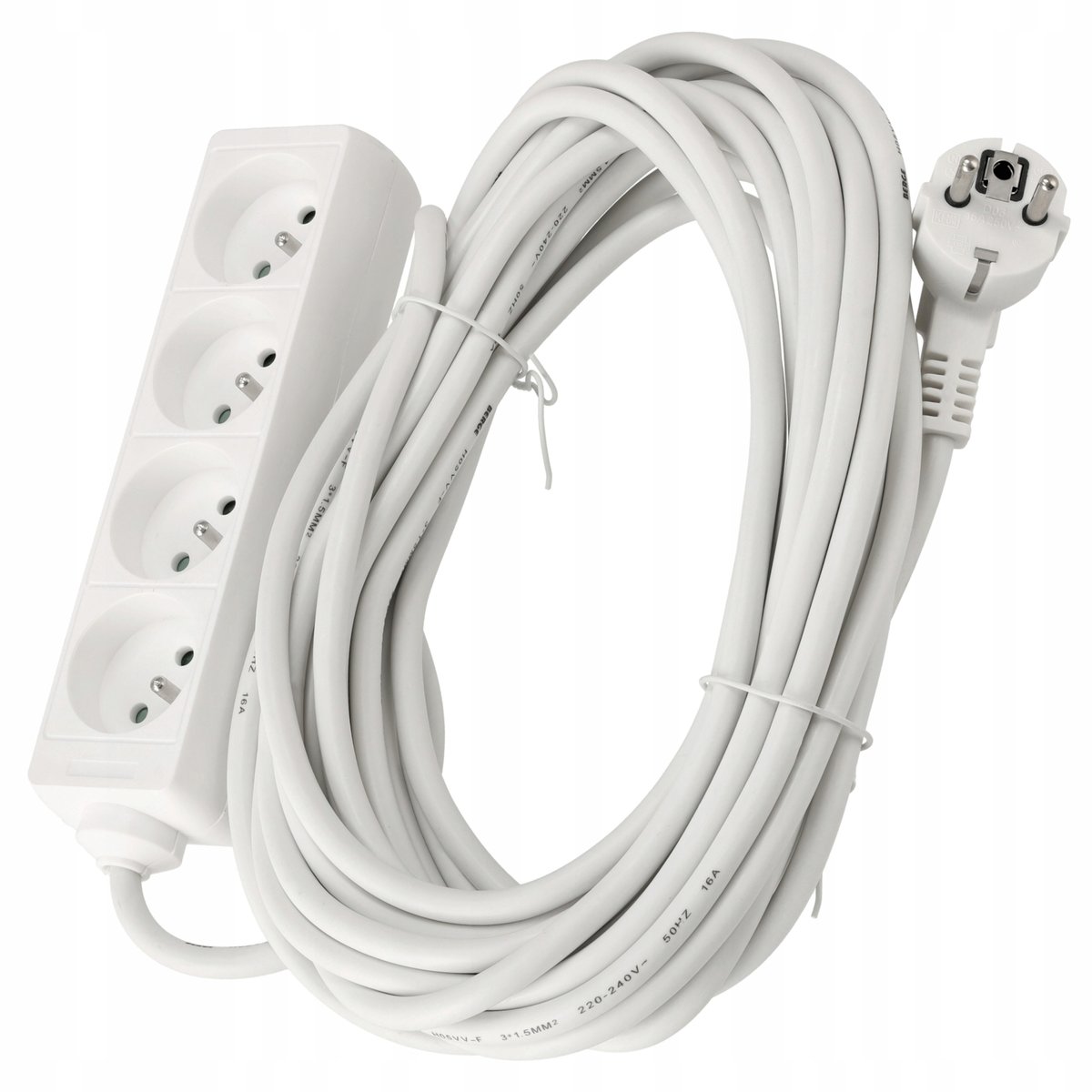 Przedłużacz Listwa Zasilająca 4 Gniazda 10m 16A 3680W 3*1,5 mm2 Bezpieczny