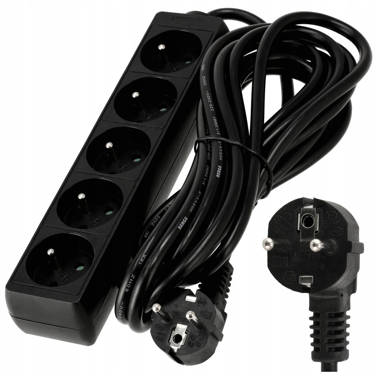 Przedłużacz Listwa Zasilająca 5 Gniazd 5m 16A 3680W 3*1,5mm2 Bezpieczny