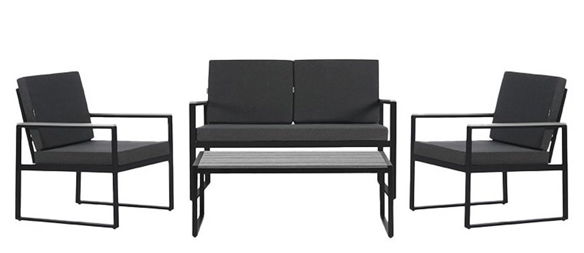 VELACO Zestaw mebli ogrodowych metalowych stół, sofa oraz fotele Carter kolor czarny