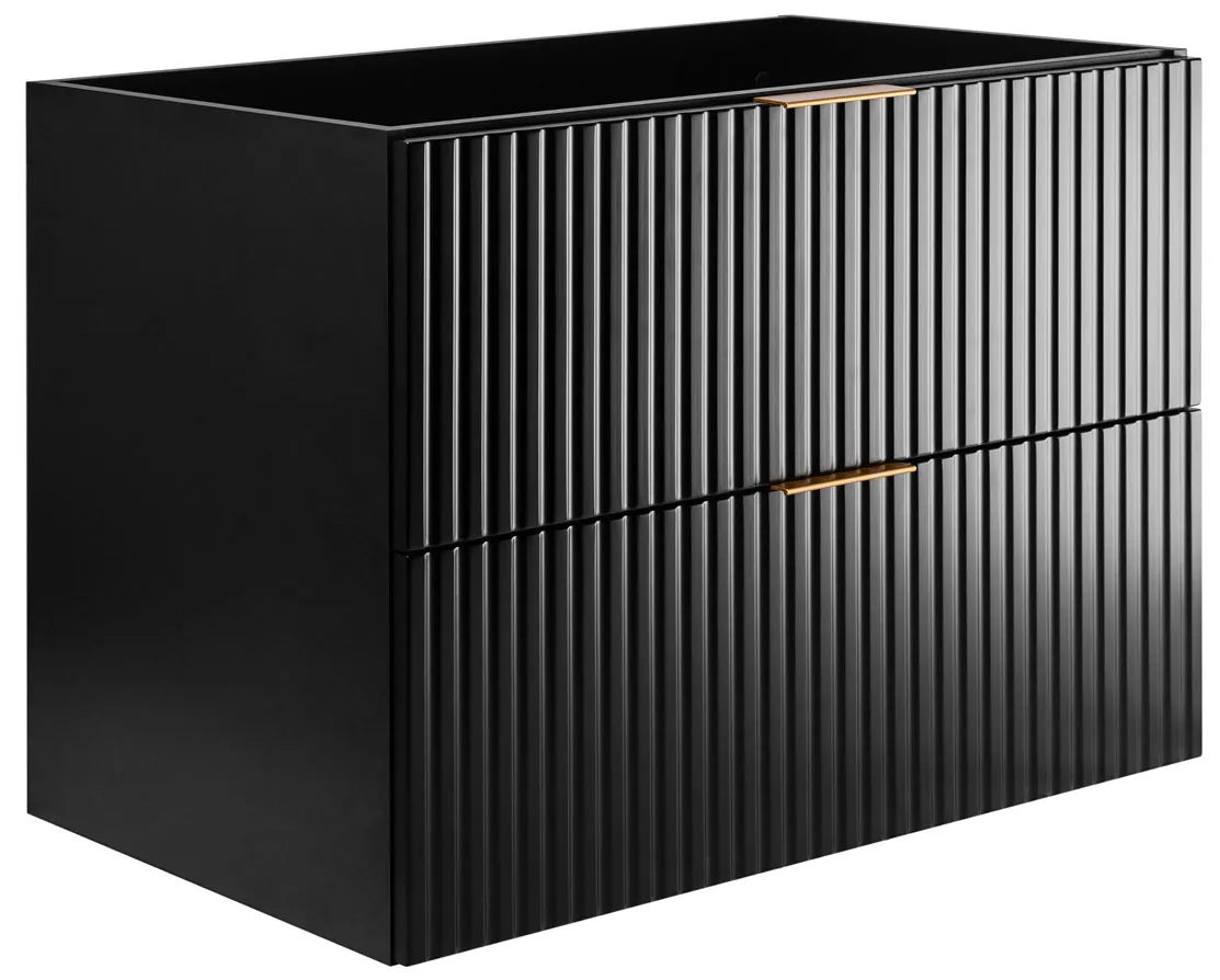 Ryflowana czarna szafka pod umywalkę 80 cm N0-N03