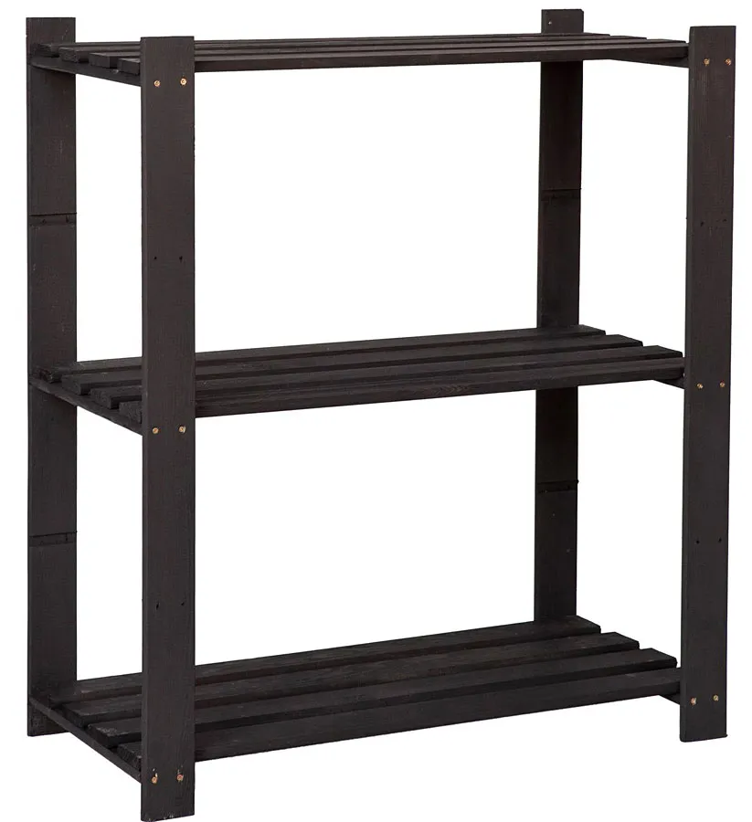 Regał czarny drewniany z 3 półkami - E6-H22