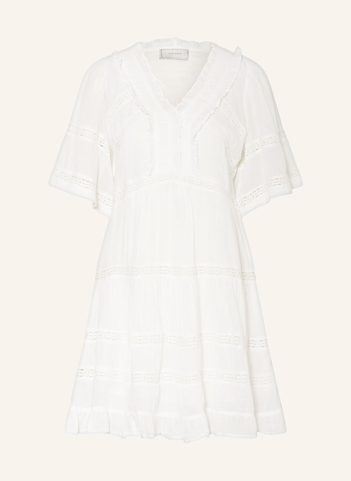 Neo Noir Sukienka Milene Z Koronką I Falbankami weiss