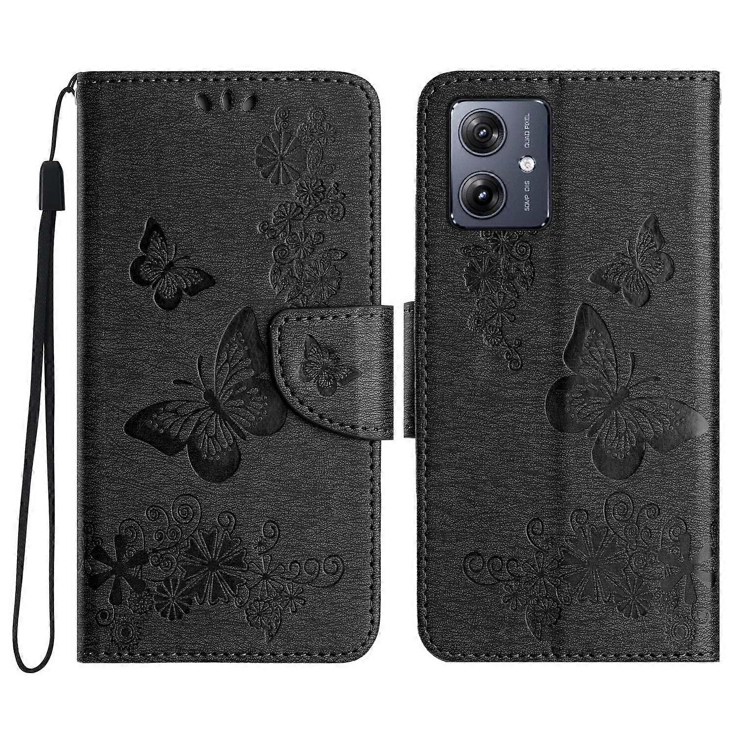 Do Samsung Galaxy A06 Etui Motyle Kwiat Skórzany Portfel Klapka Pokrowiec Na Telefon - Wielobarwny Black