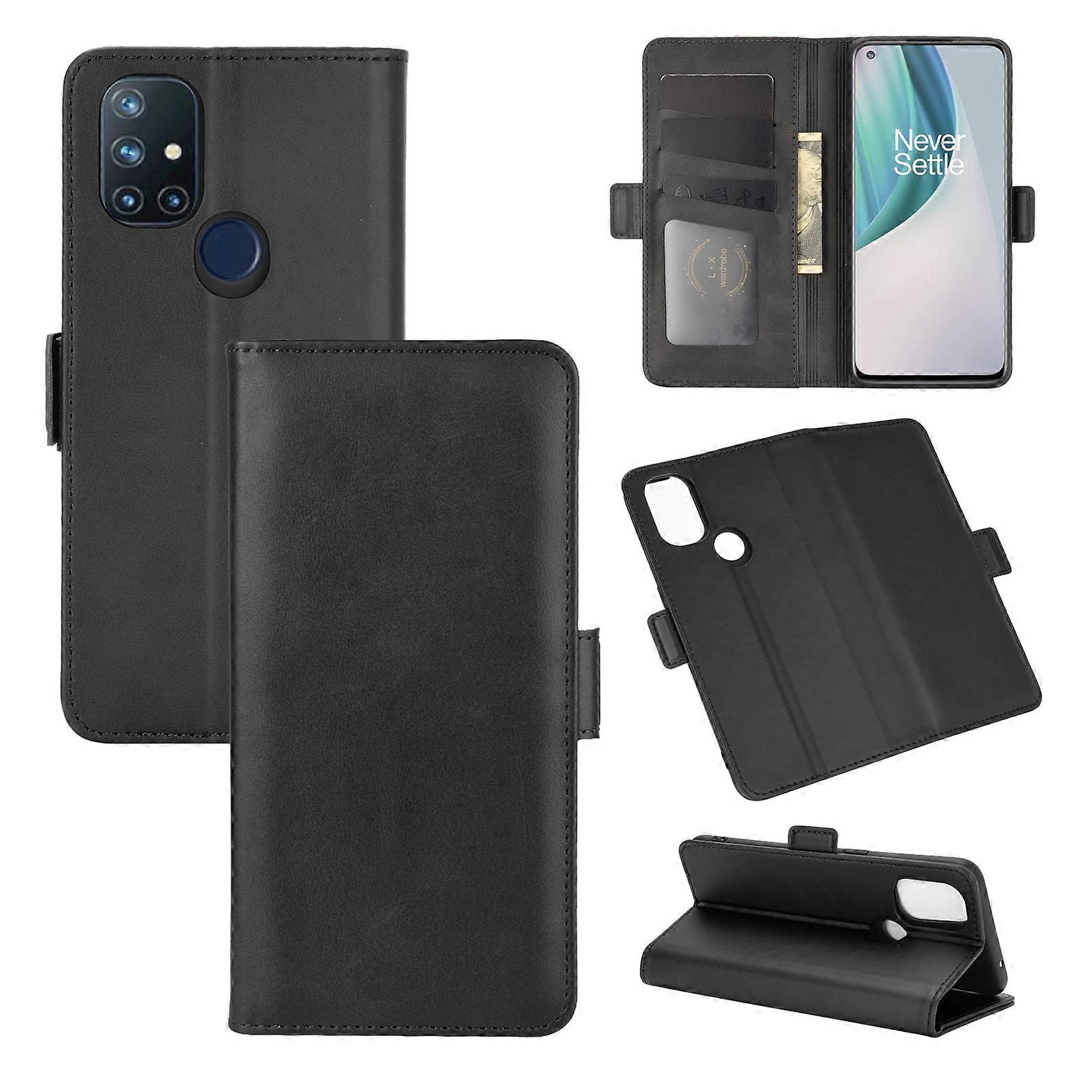 Dla OnePlus Nord N10 5G Dwustronna klamra magnetyczna Poziome skórzane etui z klapką z uchwytem i miejscami na karty oraz portfelem