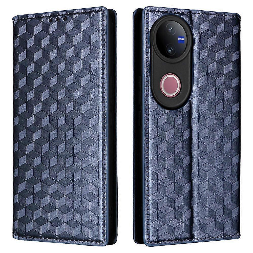 Dla vivo V50 5G Etui Portfel Romb Nadrukowany Skórzany Pokrowiec Na Telefon - Niebieski Wielobarwny Blue