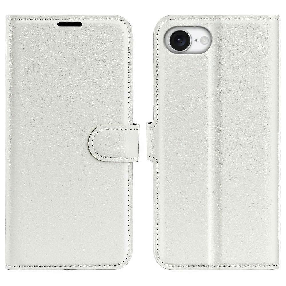 Do etui na iPhone 16e Litchi Tekstura Odporny na wstrząsy skórzany portfel Pokrowiec na telefon-biały Wielobarwny White