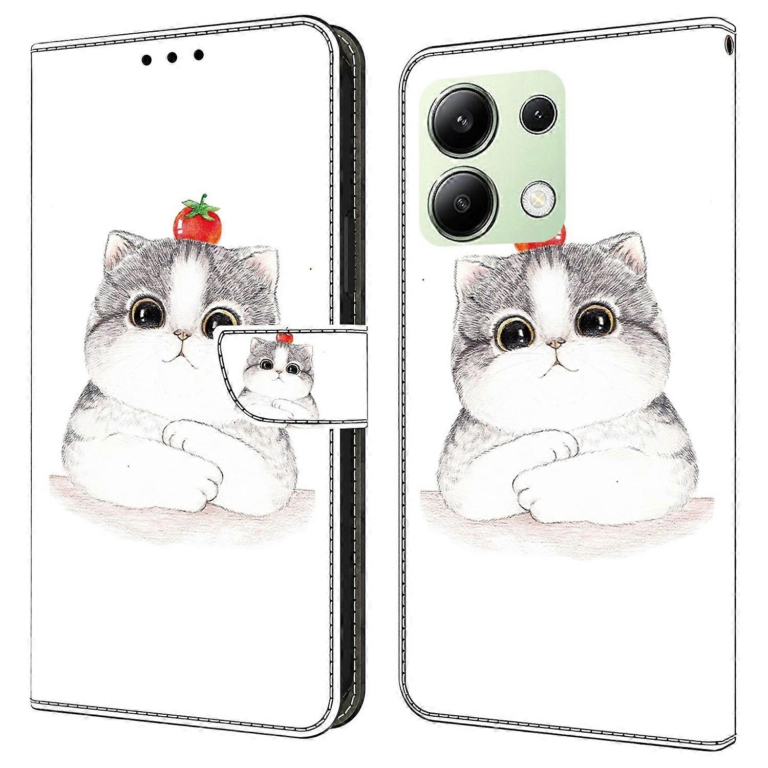 Do Xiaomi Redmi Note 13 4G Wzór koperty Druk Anti-Drop Skórzany portfel z klapką Pokrowiec na telefon-Śliczny kot Wielobarwny Cute Cat
