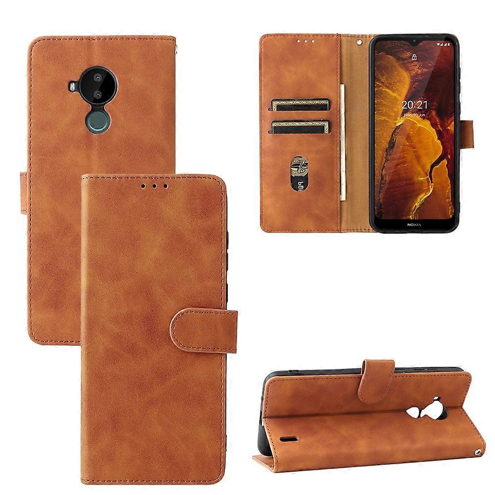 Dla Nokia C30 Solid Color Skin Feel Magnetyczna klamra Pozioma klapka Tekstura łydki Skórzane etui PU z uchwytem i miejscami na karty oraz portfelem