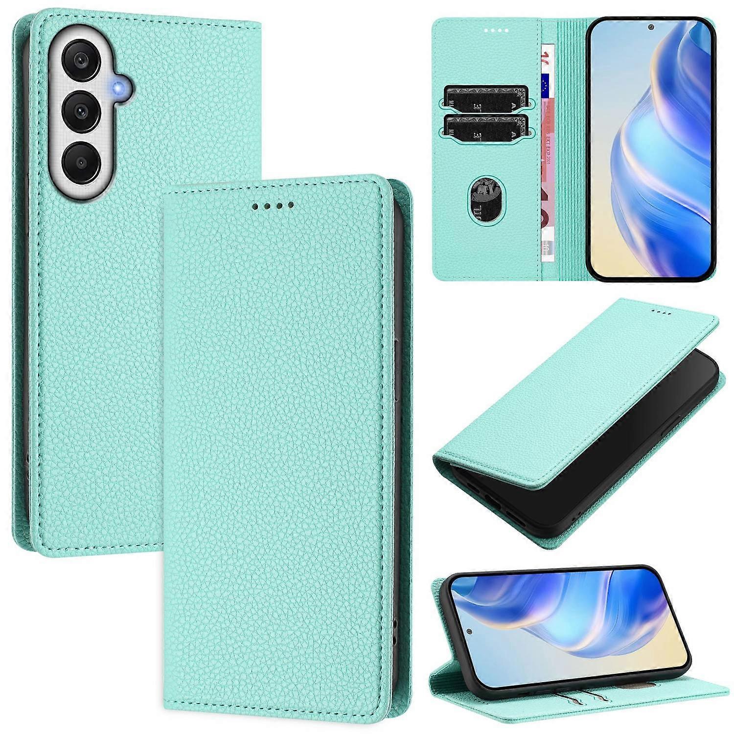 Dla Samsung Galaxy A26 5G Portfel Blokowanie RFID Tekstura Litchi Skórzany pokrowiec na telefon komórkowy - miętowy zielony Wielobarwny Mint Green