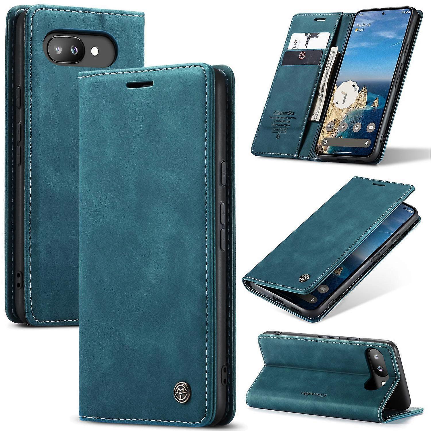 Do Google Pixel 9a Etui z portfelem CASEME 013 Series PU Skórzany pokrowiec na telefon - niebieski Wielobarwny Blue