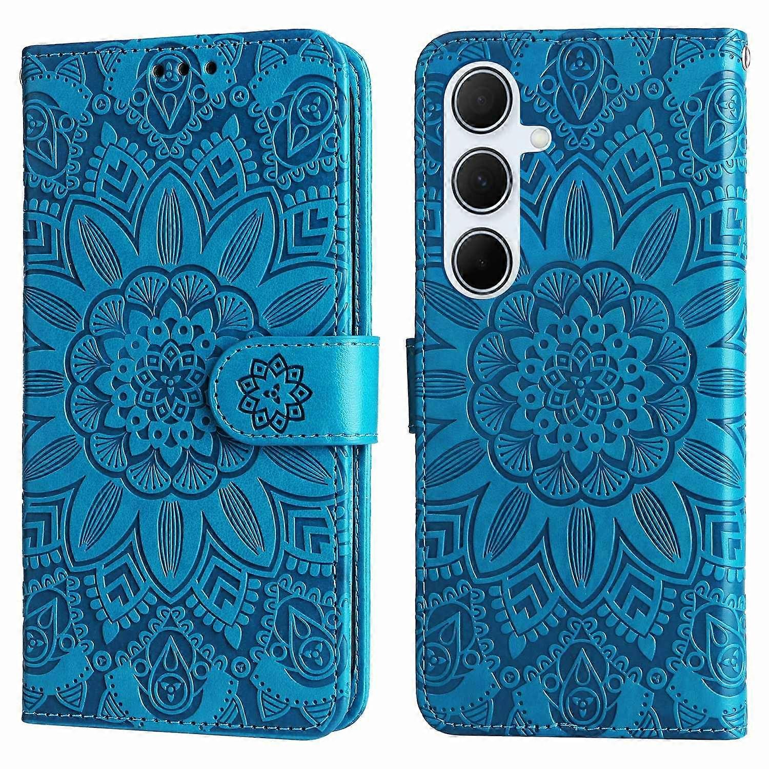 Dla Samsung Galaxy A36 5G Etui Sunflower Imprint Skórzany Pokrowiec Na Telefon Portfel - Niebieski Wielobarwny Blue