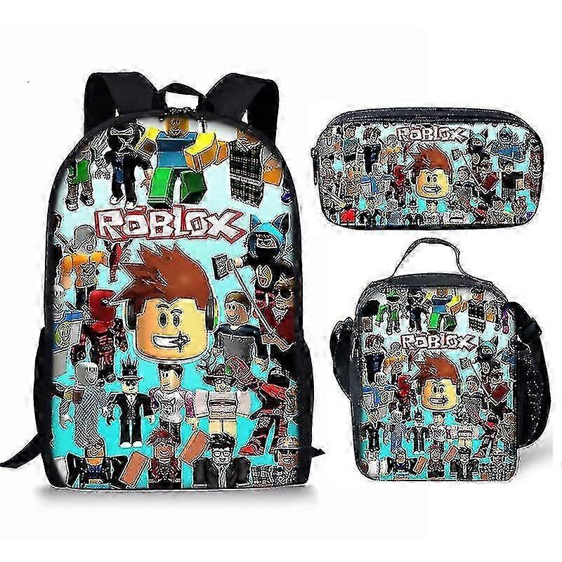 3d Roblox Student Bag Torba na lunch Torba ołówkowa Plecak Roblox Plecak Trzyczęściowy zestaw Take meal backpack