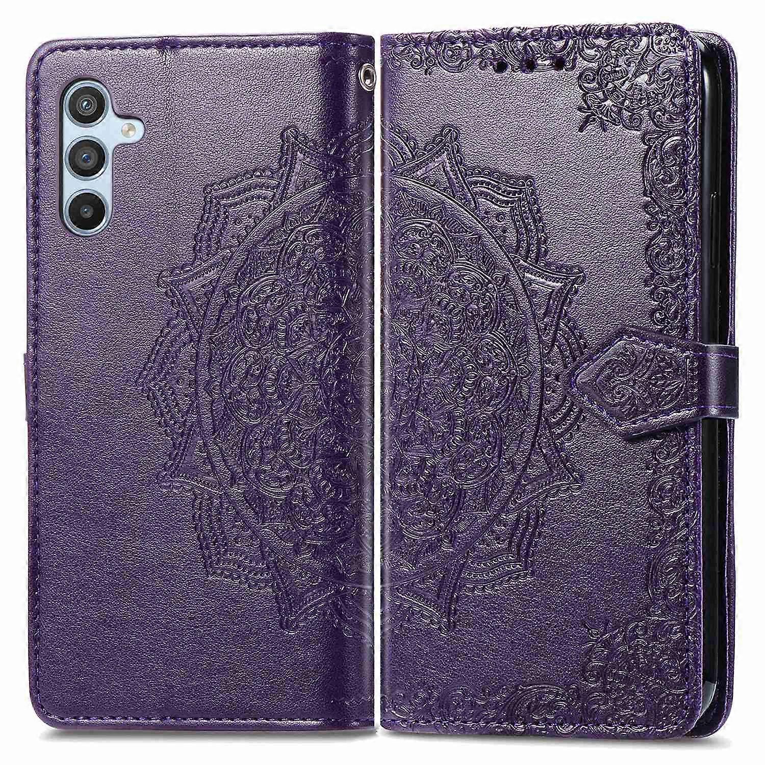 Dla Samsung Galaxy A56 5G Etui Portfel Mandala Kwiat Skórzany Pokrowiec Na Telefon Stojak View - Fioletowy Wielobarwny Purple