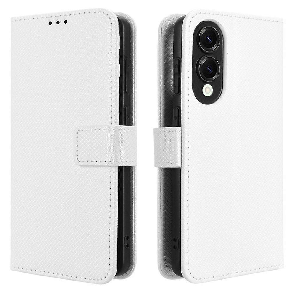Dla Samsung Galaxy S25 Edge Case Skórzany PU Diamentowa tekstura Portfel Pokrowiec na telefon - biały Wielobarwny White