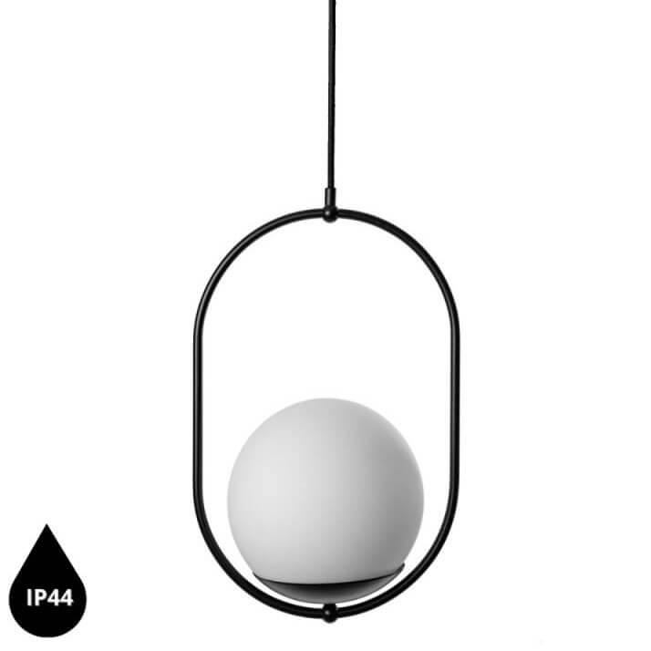 Łazienkowa lampa wisząca Koban KOB122PS0 szklana kula IP44 biała czarna