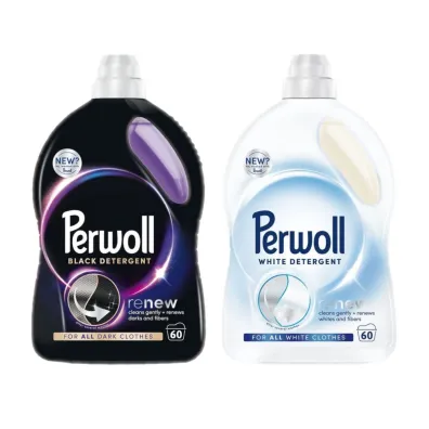 Perwoll Zestaw płynów do prania tkanin ciemnych i białych (120 prań) 2 x 3 l