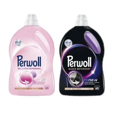 Perwoll Zestaw płynów do prania tkanin ciemnych i wełnianych Wool (120 prań) 2 x 3 l
