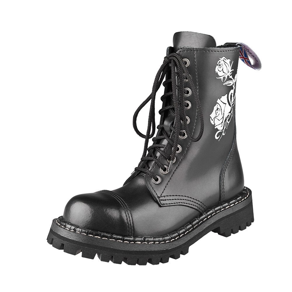 glany STEADY'S - 10 dziurek, czarne / BIAŁA RÓŻA (STE/10/HAFT) -40