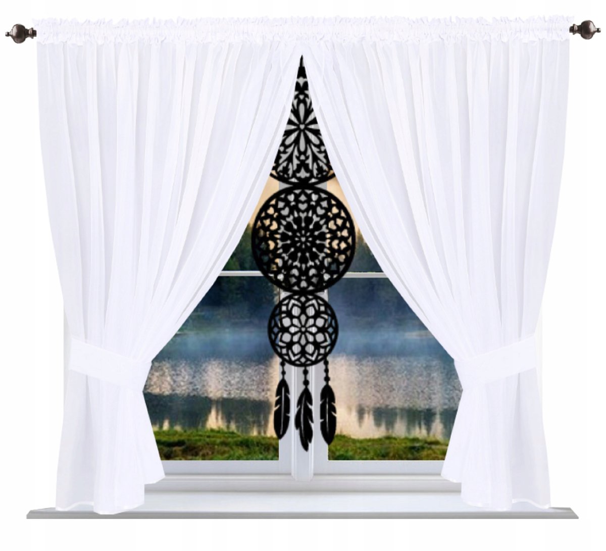 Firana gotowa 150x300 panel łapacz snów filc firany gładkie do salonu białe