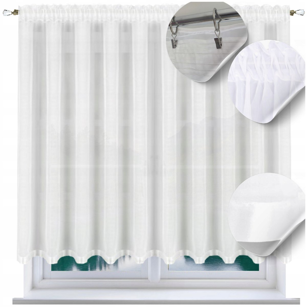 Firana prosta 140x400 z lamówką firanki gotowe do salonu białe duży wybór